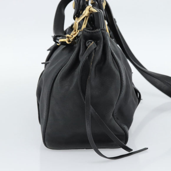 Miu Miu Handtas Leer 2way Zwart Goud Auth 189206SAM