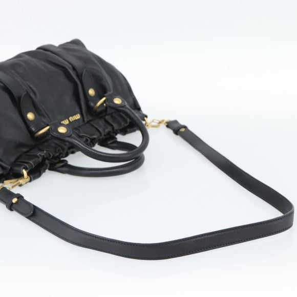 Miu Miu Handtas Leer 2way Zwart Goud Auth 189206SAM