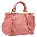Miu Miu Hand Bag Leather 2way Pink Gold Auth 189208SAM-1