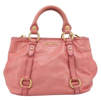 Miu Miu Hand Bag Leather 2way Pink Gold Auth 189208SAM - 0