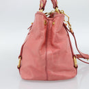 Miu Miu Hand Bag Leather 2way Pink Gold Auth 189208SAM-4