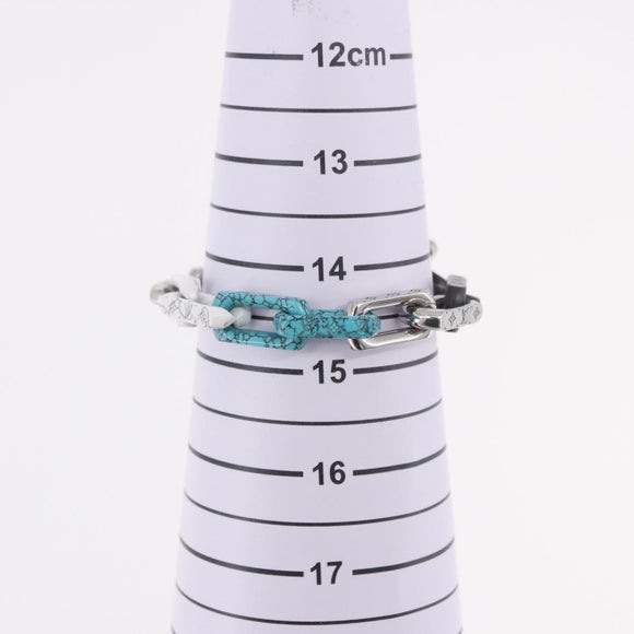 LOUIS VUITTON Chain Stone Bracelet metal Silver M1042L LV Auth 189214M
