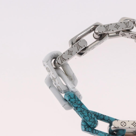 LOUIS VUITTON Chain Stone Bracelet metal Silver M1042M LV Auth 189214M