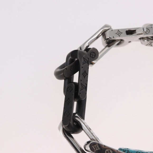 LOUIS VUITTON Chain Stone Bracelet metal Silver M1042M LV Auth 189214M