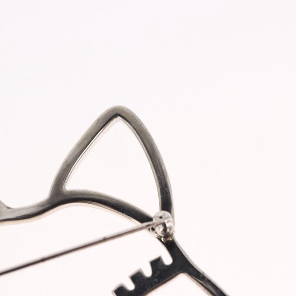 CHANEL Brooch metal Silver tone CC Auth 189215M