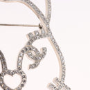 CHANEL Brooch metal Silver tone CC Auth 189215M-8