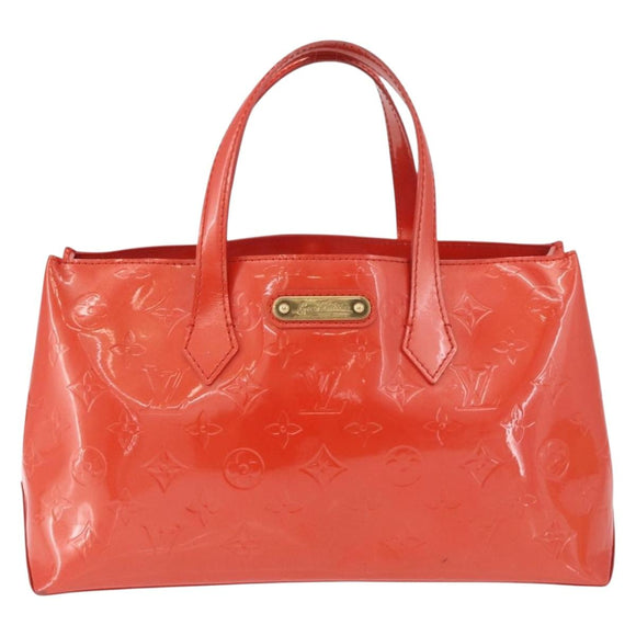 LOUIS VUITTON Vernis Bluebird Wilshire PM Bag Orenge Sunset M93644 Auth 189223
