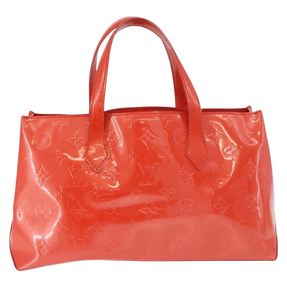 LOUIS VUITTON Vernis Bluebird Wilshire PM Bag Orenge Sunset M93644 Auth 189223