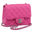 CHANEL Mini Matelasse 17 Chain Bag Caviar Skin Pink Silver CC Auth 189224SAM-1