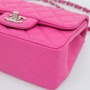 CHANEL Mini Matelasse 17 Chain Bag Caviar Skin Pink Silver CC Auth 189224SAM-10
