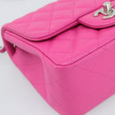 CHANEL Mini Matelasse 17 Chain Bag Caviar Skin Pink Silver CC Auth 189224SAM-11