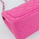 CHANEL Mini Matelasse 17 Chain Bag Caviar Skin Pink Silver CC Auth 189224SAM-13