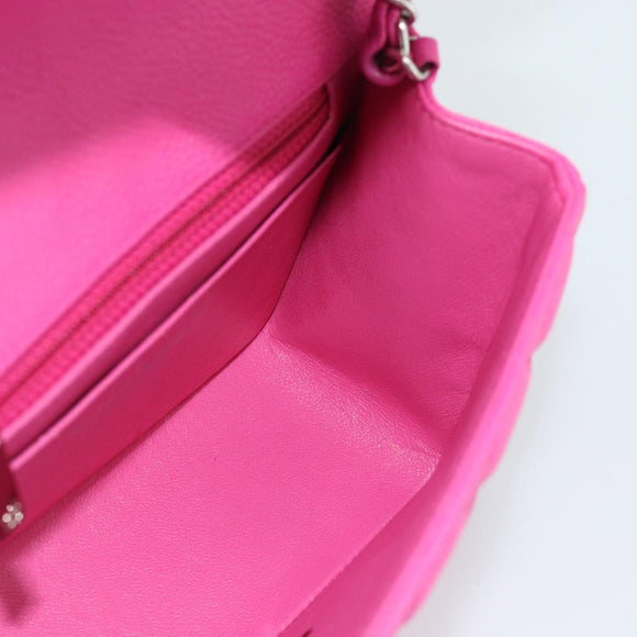 CHANEL Mini Matelasse 17 Chain Bag Caviar Skin Pink Silver CC Auth 189224SAM
