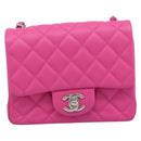 CHANEL Mini Matelasse 17 Chain Bag Caviar Skin Pink Silver CC Auth 189224SAM-2