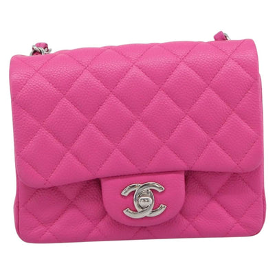 CHANEL Mini Matelasse 17 Chain Bag Caviar Skin Pink Silver CC Auth 189224SAM - 0