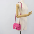 CHANEL Mini Matelasse 17 Chain Bag Caviar Skin Pink Silver CC Auth 189224SAM-24