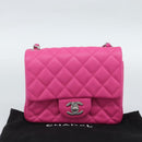 CHANEL Mini Matelasse 17 Chain Bag Caviar Skin Pink Silver CC Auth 189224SAM-25