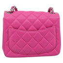 CHANEL Mini Matelasse 17 Chain Bag Caviar Skin Pink Silver CC Auth 189224SAM-3