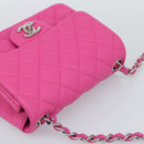 CHANEL Mini Matelasse 17 Chain Bag Caviar Skin Pink Silver CC Auth 189224SAM-6