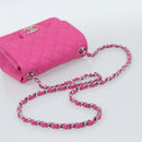CHANEL Mini Matelasse 17 Chain Bag Caviar Skin Pink Silver CC Auth 189224SAM-7