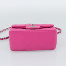 CHANEL Mini Matelasse 17 Chain Bag Caviar Skin Pink Silver CC Auth 189224SAM-9
