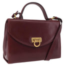 Salvatore Ferragamo Gancini Hand Bag Leather 2way Bordeaux Gold Auth 189226-1
