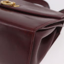 Salvatore Ferragamo Gancini Hand Bag Leather 2way Bordeaux Gold Auth 189226-13