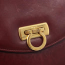 Salvatore Ferragamo Gancini Hand Bag Leather 2way Bordeaux Gold Auth 189226-16