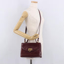 Salvatore Ferragamo Gancini Hand Bag Leather 2way Bordeaux Gold Auth 189226-25