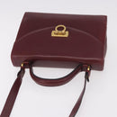 Salvatore Ferragamo Gancini Hand Bag Leather 2way Bordeaux Gold Auth 189226-6