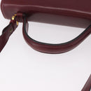 Salvatore Ferragamo Gancini Hand Bag Leather 2way Bordeaux Gold Auth 189226-7