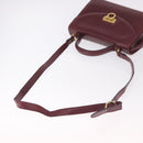 Salvatore Ferragamo Gancini Hand Bag Leather 2way Bordeaux Gold Auth 189226-9