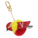 LOUIS VUITTON Bijoux Traveling Bird Sack Charm Fur Red M67390 LV Auth 189231M-1