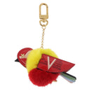 LOUIS VUITTON Bijoux Traveling Bird Sack Charm Fur Red M67390 LV Auth 189231M-13