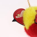 LOUIS VUITTON Bijoux Traveling Bird Sack Charm Fur Red M67390 LV Auth 189231M-2