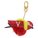 LOUIS VUITTON Bijoux Traveling Bird Sack Charm Fur Red M67390 LV Auth 189231M-5