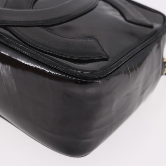 CHANEL COCO Mark Chain Shoulder Bag Patent leather Gold Black CC Auth 189232V