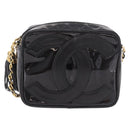 CHANEL COCO Mark Chain Shoulder Bag Patent leather Gold Black CC Auth 189232V-13