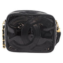 CHANEL COCO Mark Chain Shoulder Bag Patent leather Gold Black CC Auth 189232V-2