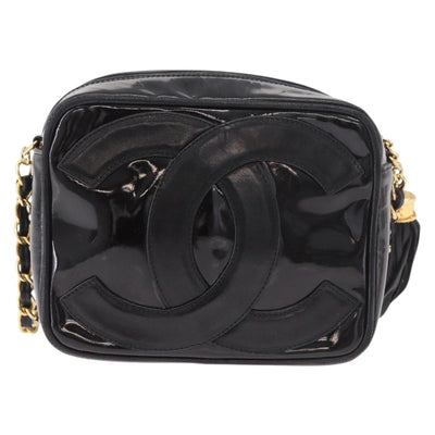 CHANEL COCO Mark Chain Shoulder Bag Patent leather Gold Black CC Auth 189232V - 0