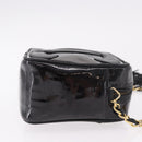 CHANEL COCO Mark Chain Shoulder Bag Patent leather Gold Black CC Auth 189232V-3