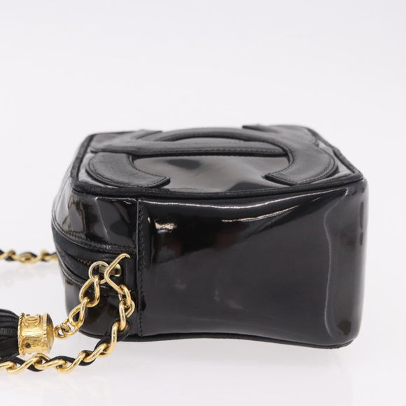 CHANEL COCO Mark Chain Shoulder Bag Patent leather Gold Black CC Auth 189232V