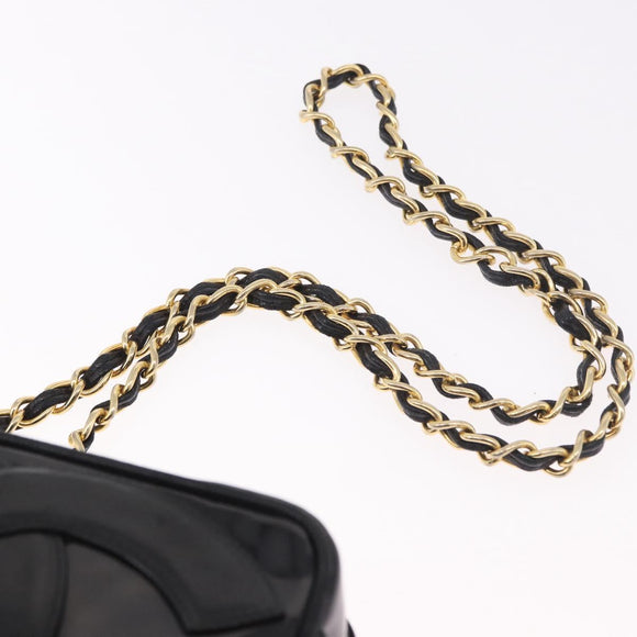 CHANEL COCO Mark Chain Shoulder Bag Patent leather Gold Black CC Auth 189232V