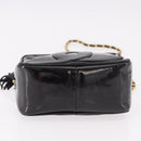 CHANEL COCO Mark Chain Shoulder Bag Patent leather Gold Black CC Auth 189232V-5