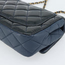 CHANEL Matelasse 21 Chain Bag Patent leather Navy Black CC Auth 189233SAM-12