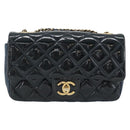 CHANEL Matelasse 21 Chain Bag Patent leather Navy Black CC Auth 189233SAM-2