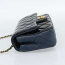 CHANEL Matelasse 21 Chain Bag Patent leather Navy Black CC Auth 189233SAM-4