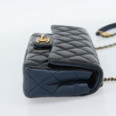 CHANEL Matelasse 21 Chain Bag Patent leather Navy Black CC Auth 189233SAM-5