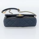 CHANEL Matelasse 21 Chain Bag Patent leather Navy Black CC Auth 189233SAM-9