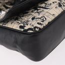 CHANEL Choco Bar Chain Shoulder Bag Satin Black Silver CC Auth 189234V-9